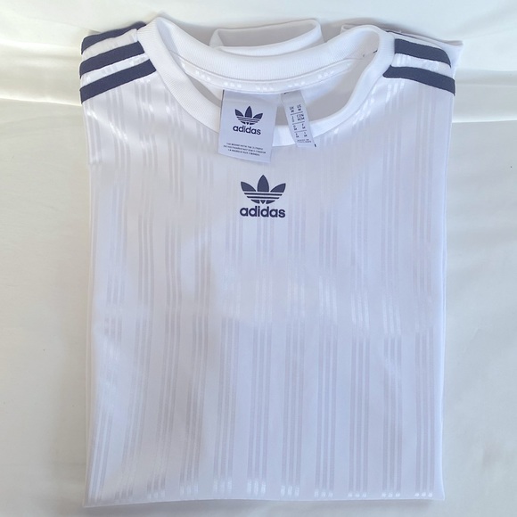 NWOT Adidas Three Stripes White Long Sleeves Crew Neck Men Size Medium - Picture 3 of 13